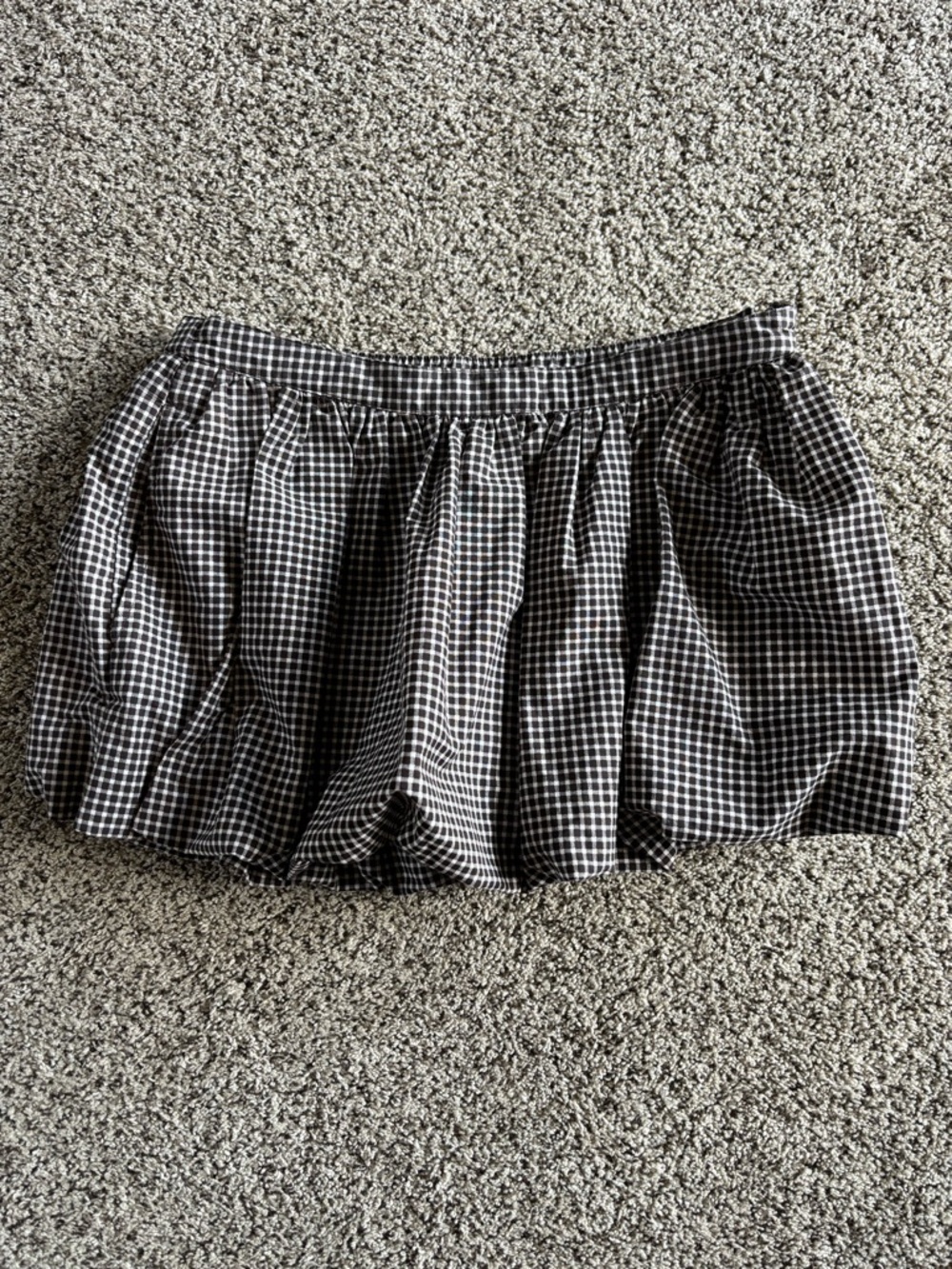 Hollister Brown and White Gingham Mini Bubble Skirt